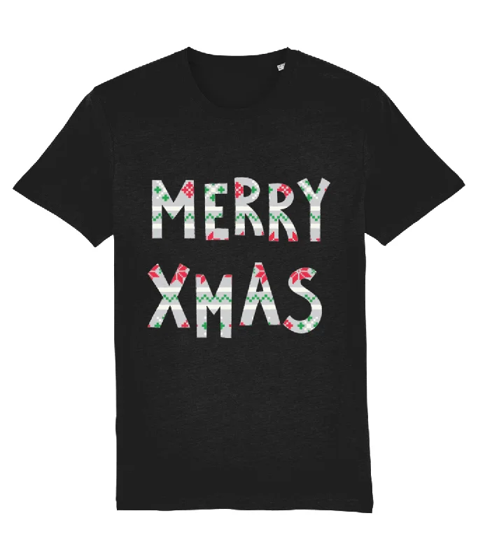 Merry Xmas Red and White T-shirt Women Spandex Blend Rayon Blend Denim Blend