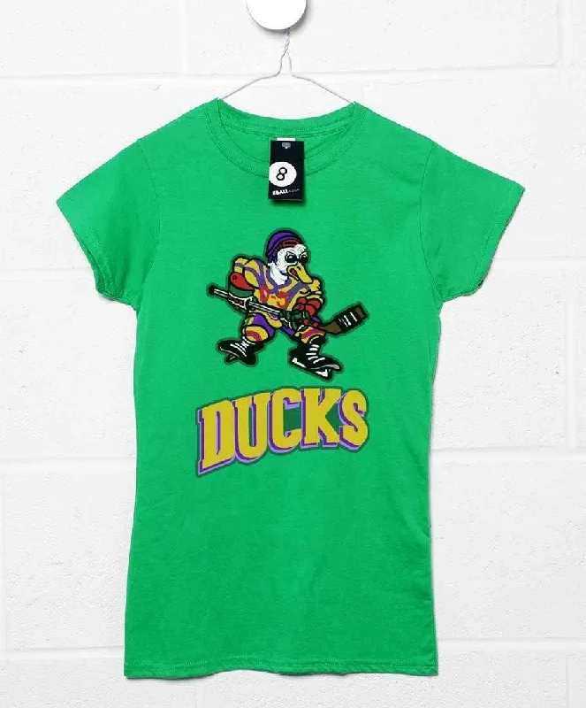 Mighty Ducks Logo Fitted Womens T-Shirt Striped Floral Plaid
