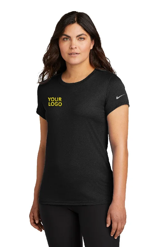 Nike Ladies Swoosh Sleeve rLegend Customized Tee's, Black Iron Safe Non-Iron Wrinkle Free