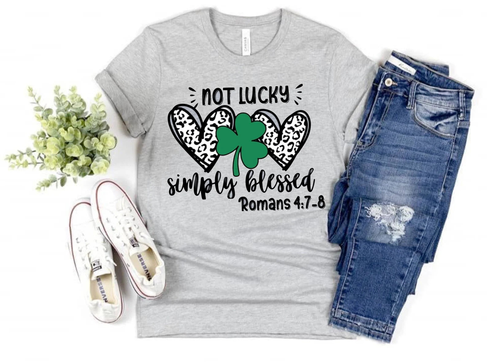 Not Lucky Just Blessed Tee Shirt St. Patrick's Day Oversized T-Shirt Spandex breathable