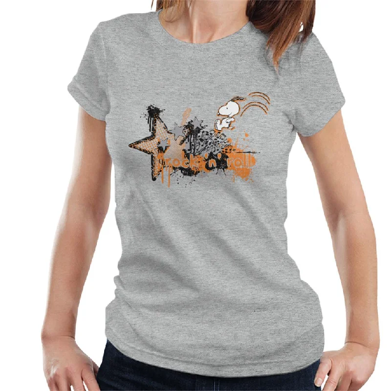 Peanuts Snoopy Rock N Roll Women's T-Shirt Graphic T-Shirt Round Neck Polyester