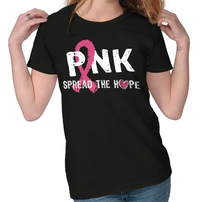 Breast Cancer Awareness Ladies T Shirt Chenille Fabric Brocade Fabric Lace Fabric