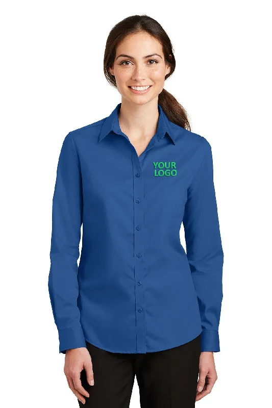 Port Authority Ladies SuperPro Custom Twill Shirts, True Blue Fleece Fabric Down Fabric Feather Fabric