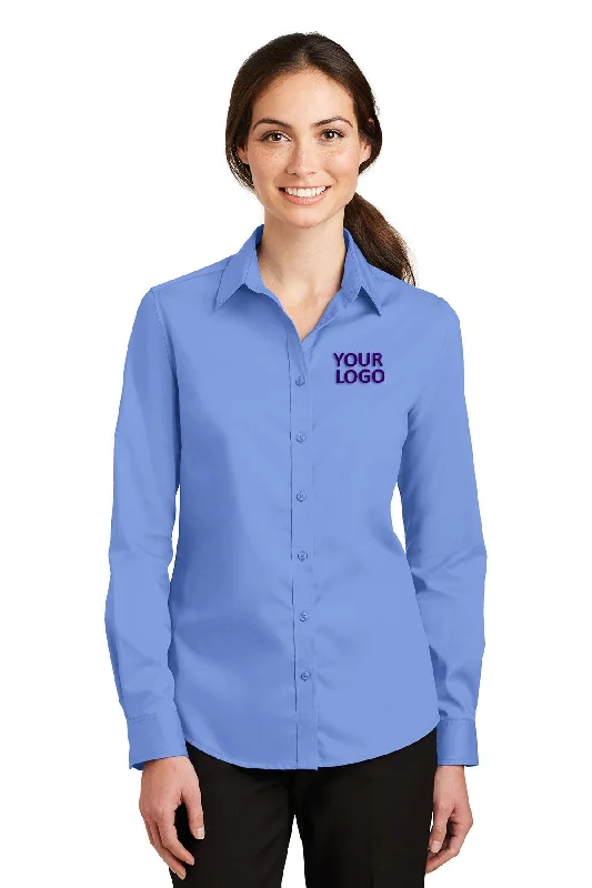 Port Authority Ladies SuperPro Custom Twill Shirts, Ultramarine Blue Elegant Classic Vintage