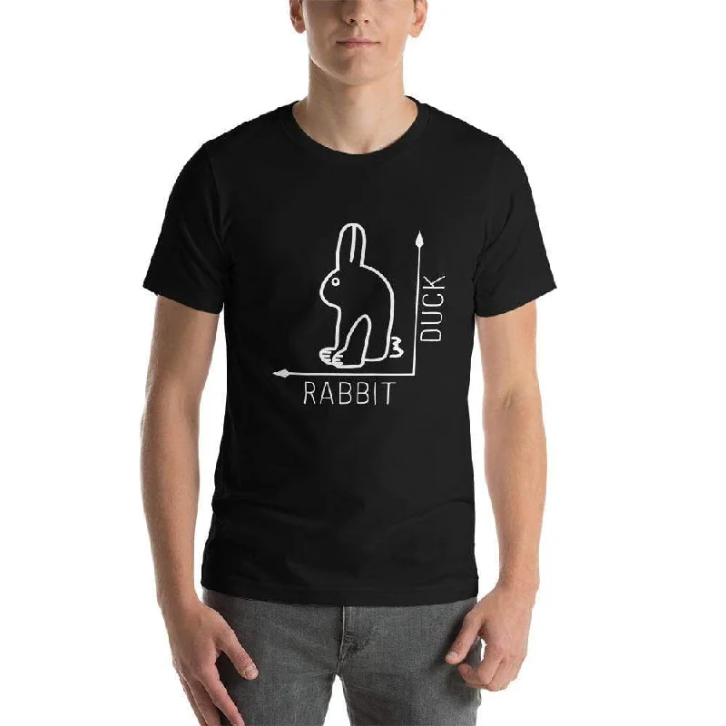 Rabbit-Duck Illusion - Rabbit Edition - Basic T-Shirt Spandex Blend Rayon Blend Denim Blend