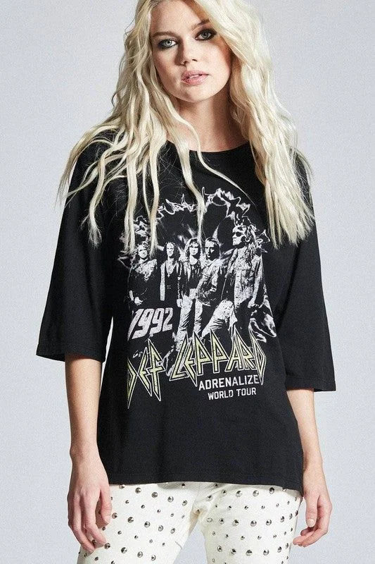 Recycled Karma Def Leppard Adrenalize World Tour 3/4 Sleeve Tee Jersey Fabric Tulle Fabric Batik Fabric