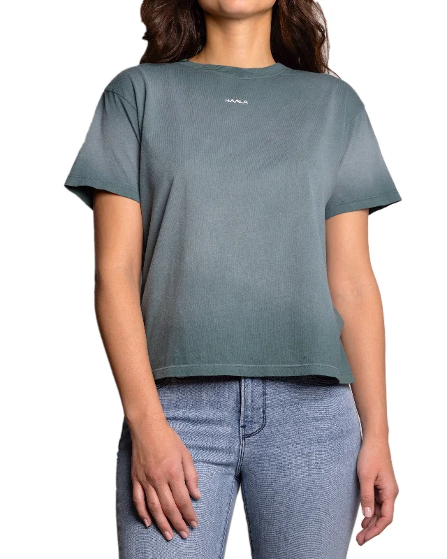 Relaxed Crew T-shirt : Vintage Faded Forest Collared Crew Neck Turtle Neck