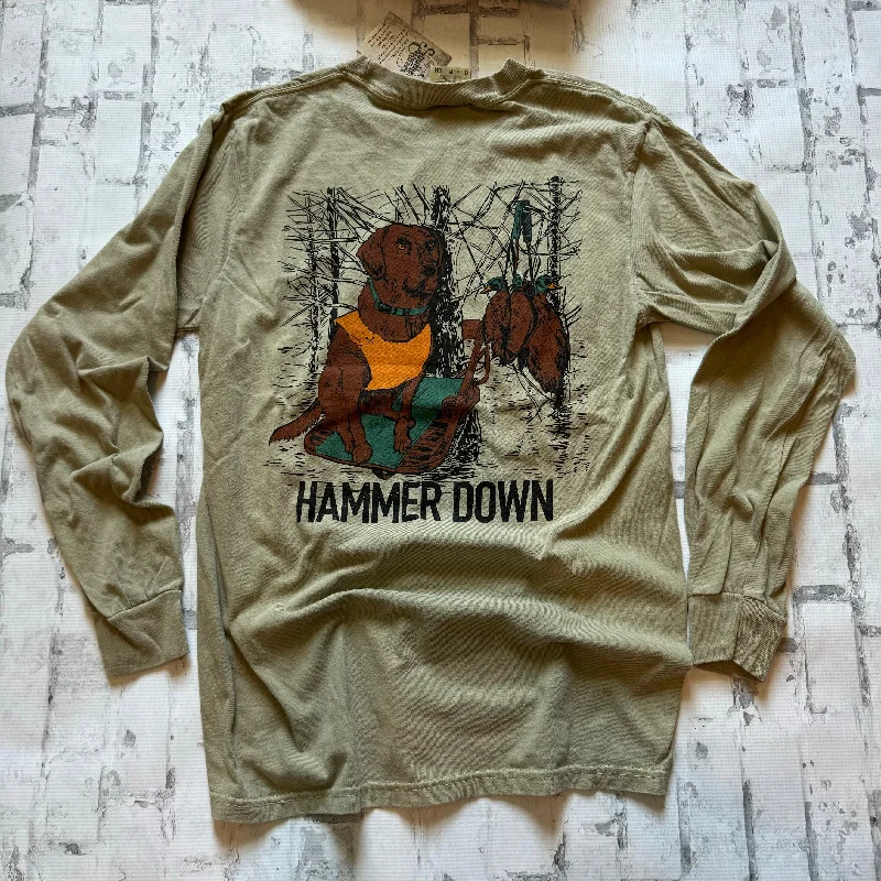 Hammer Down "Hunting Dog" Long Sleeve T-shirt - Sage Polka Dot Checkered Tartan