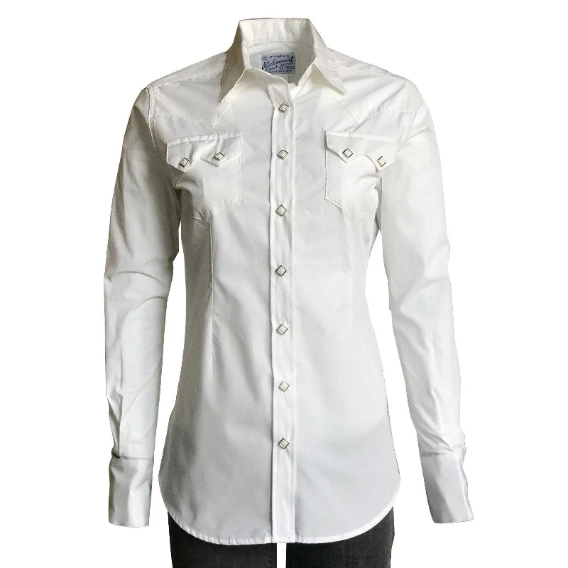 Rockmount Ranch Wear Womens Pima Cotton Solid White Western Shirt Mesh Canvas Denim