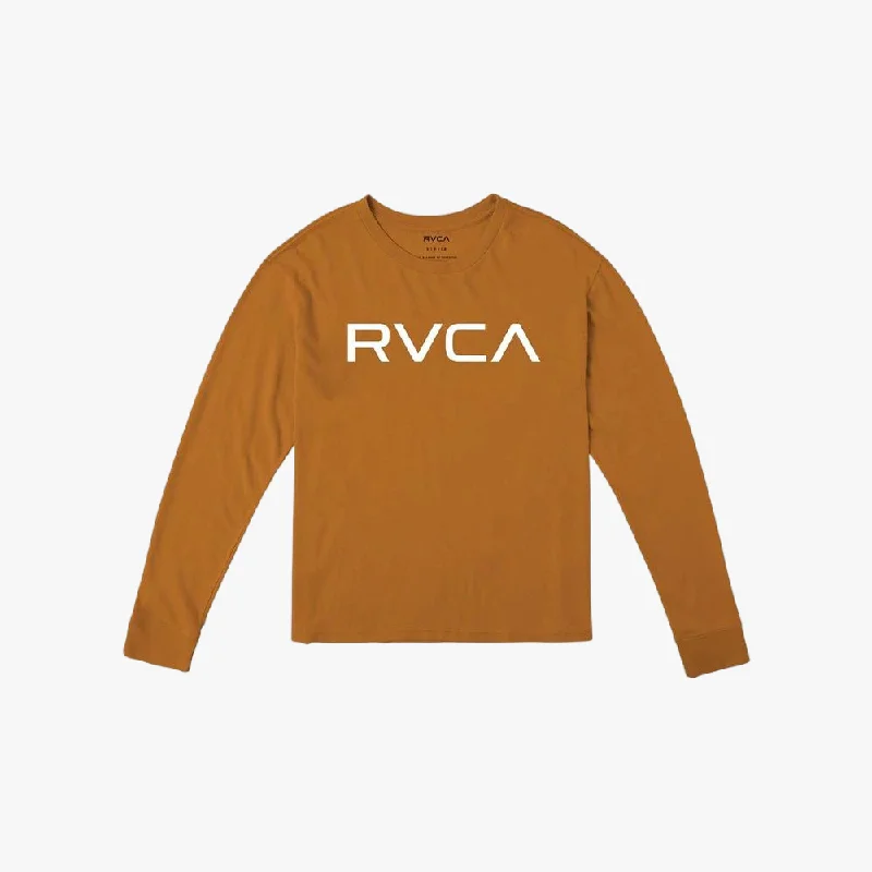 Rvca Ladies Big Rvca Roll It Long Sleeve Tee Adobe Silk Blend Satin Velvet