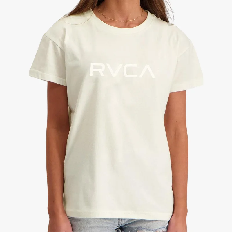 Rvca Womens Big Rvca Short Sleeve Tee Latte Notch Collar Peter Pan Collar Cowl Neck