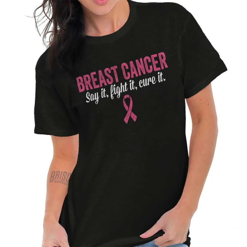 Fight Cure Breast Cancer T Shirt Chenille Brocade Lace