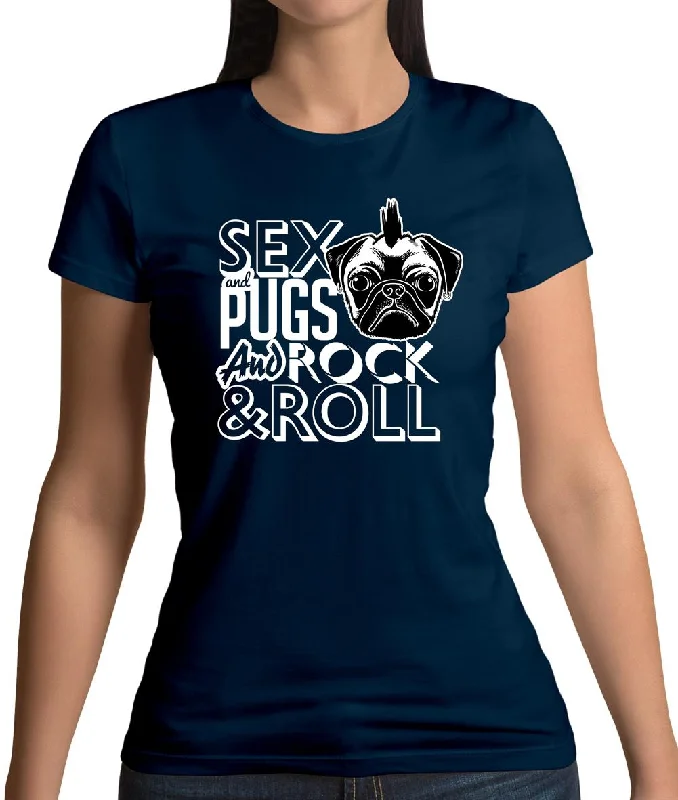 Sex, Pugs And Rock N Roll Womens T-Shirt Hooded Caped Shawl Collar