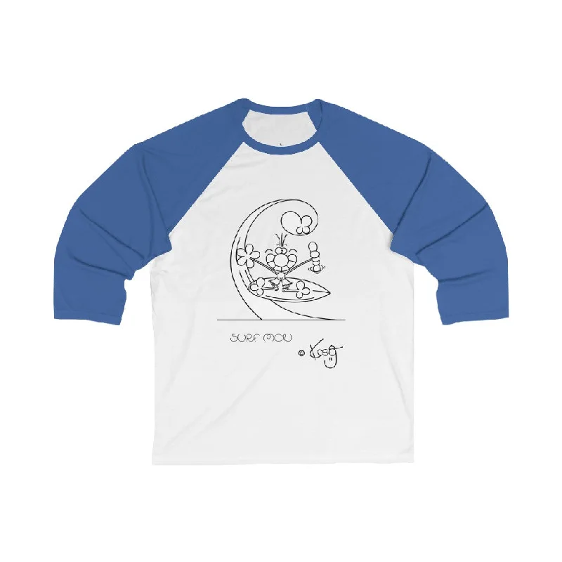 Shaka Surfer,Unisex 3\4 Sleeve Baseball Tee Collared Crew Neck Turtle Neck