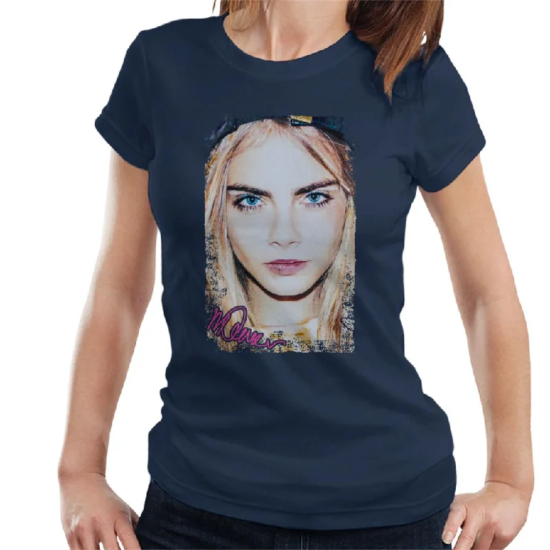 Sidney Maurer Original Portrait Of Actress Cara Delevingne Women's T-Shirt Terry Blend Velvet Blend Canvas Blend