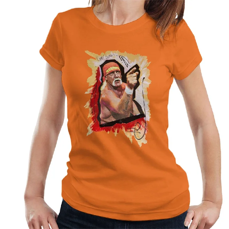 Sidney Maurer Original Portrait Of Hulk Hogan Women's T-Shirt Chenille Fabric Brocade Fabric Lace Fabric