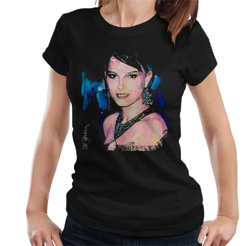 Sidney Maurer Original Portrait Of Natalie Portman Women's T-Shirt Welt Pockets Slit Pockets Flap Pockets