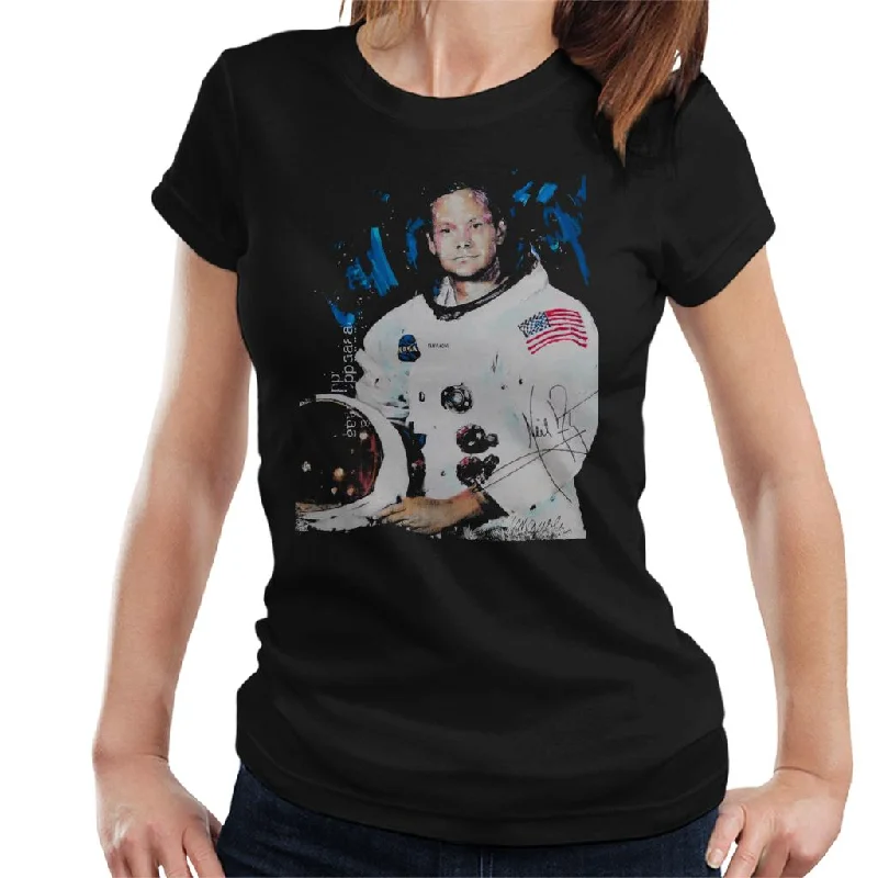 Sidney Maurer Original Portrait Of Neil Armstrong Space Suit Women's T-Shirt Thin T-Shirt Open Front Quick Dry