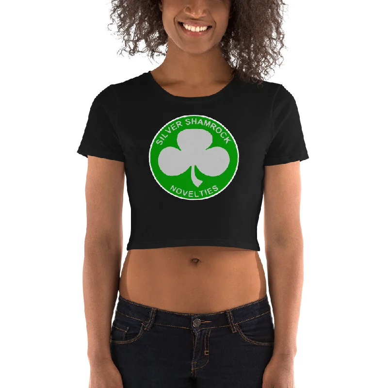 Silver Shamrock Novelties Halloween Women’s Crop Tee Solid Print Embellished