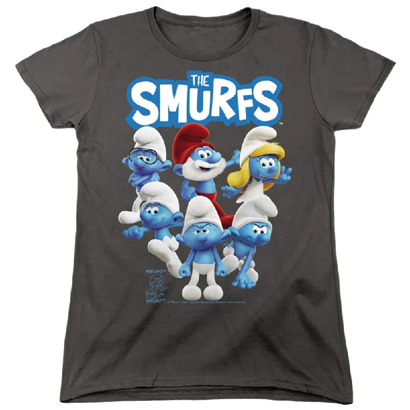 Smurfs Group Shot Women's 18/1 Cotton Short-Sleeve T-Shirt Houndstooth Herringbone Solid Smurfs Group Shot Women's 18/1 Cotton Short-Sleeve T-Shirt Houndstooth Herringbone Solid