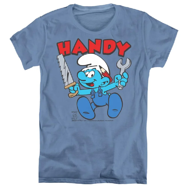 Smurfs Handy Women's 18/1 Cotton Short-Sleeve T-Shirt Embroidered Appliqued Beaded