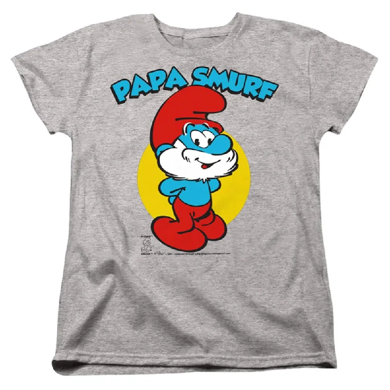 Smurfs Papa Smurf Women's 18/1 Cotton Short-Sleeve T-Shirt Graphic Embroidered Appliqued