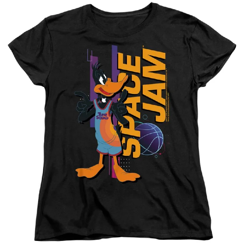 Space Jam Daffy Standing Women's 18/1 Cotton Short-Sleeve T-Shirt Boxy Fit Fitted Loose