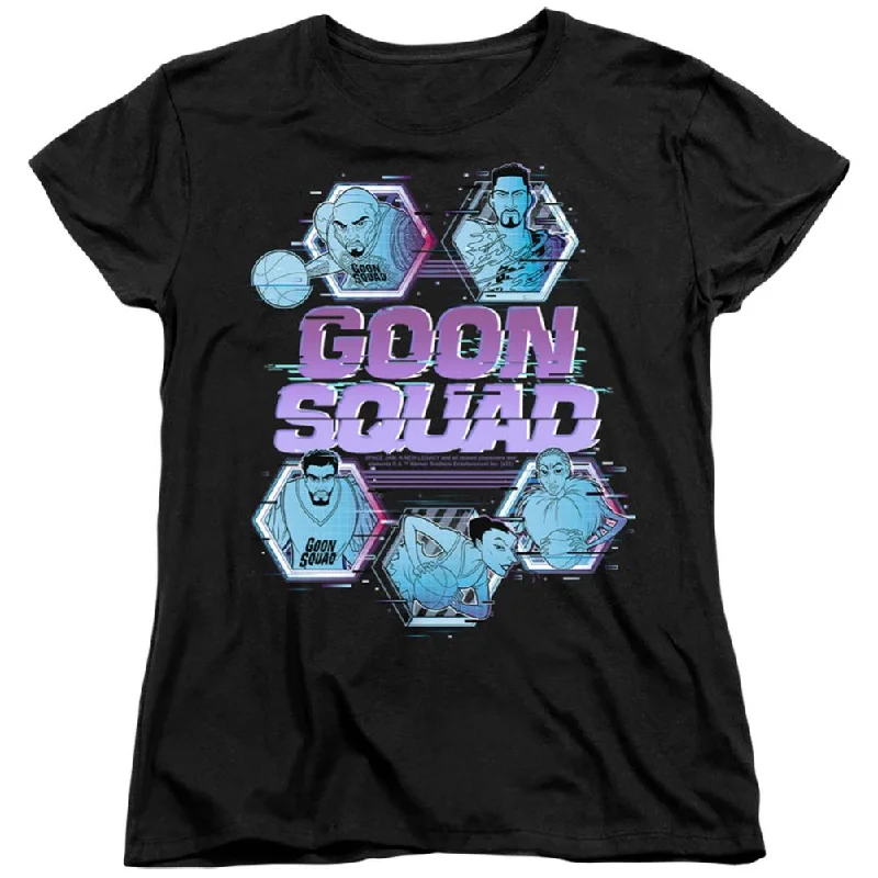 Space Jam Goon Squad Tech Women's 18/1 Cotton Short-Sleeve T-Shirt Denim Fabric Leather Fabric Suede Fabric