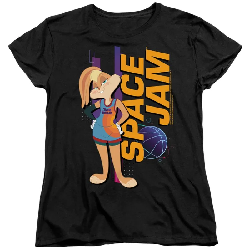 Space Jam Lola Standing Women's 18/1 Cotton Short-Sleeve T-Shirt Collared T-Shirt Boat Neck A-Line