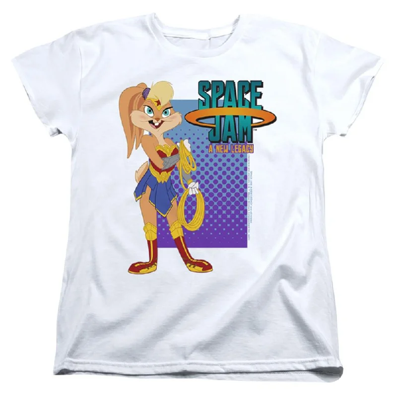 Space Jam Lola Wonder Woman Women's 18/1 Cotton Short-Sleeve T-Shirt V-Neck T-Shirt Long Sleeve Cotton