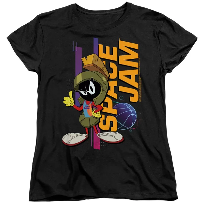 Space Jam Marvin Standing Women's 18/1 Cotton Short-Sleeve T-Shirt Mesh Blend Leather Blend Suede Blend