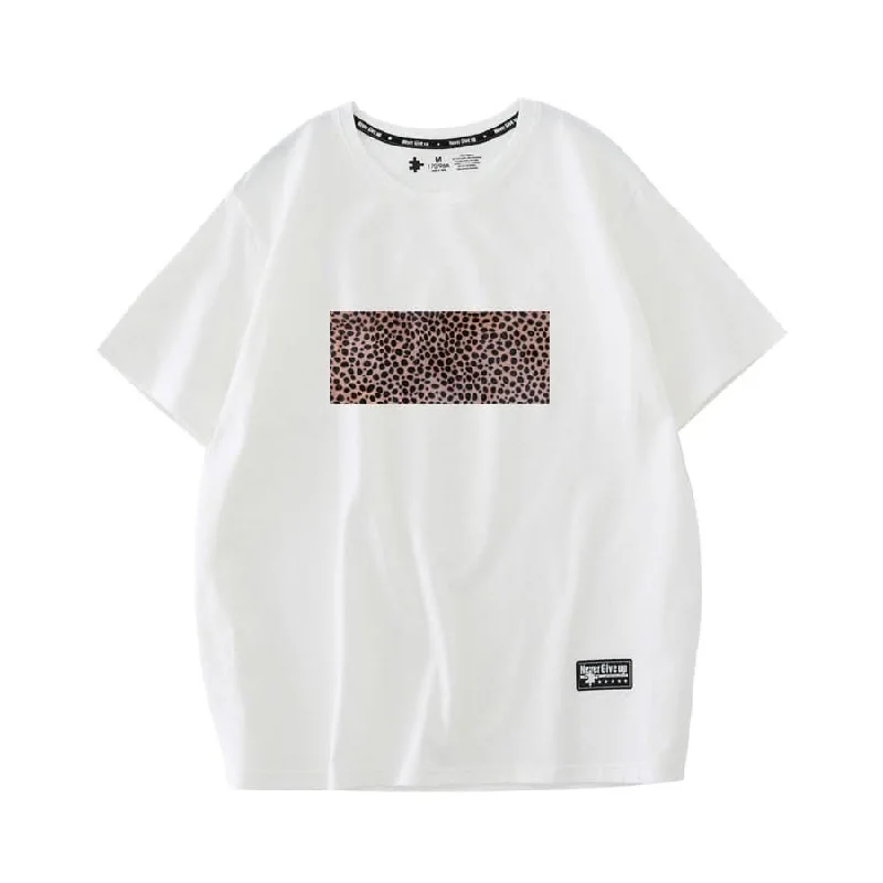 Streetwear Tops - Cotton Women's Sticker Tees Collared Crew Neck Turtle Neck