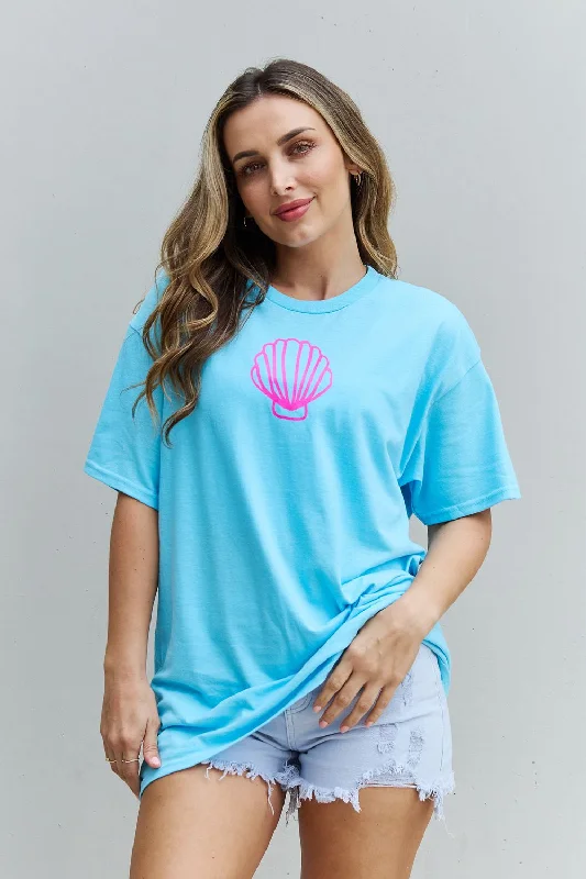 Sweet Claire "More Beach Days" Oversized Graphic T-Shirt V-Neck T-Shirt Long Sleeve Cotton
