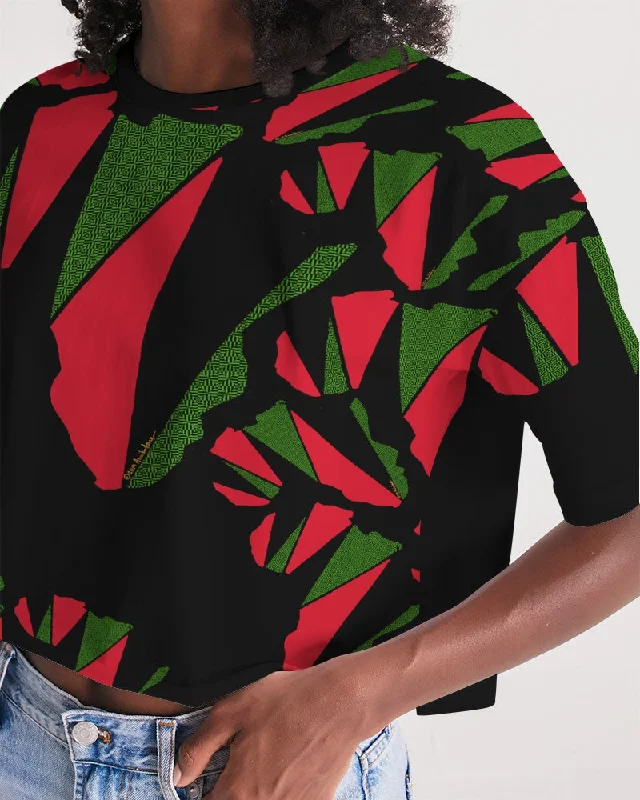 The REAL RBG: RED, BLACK, and GREEN Women's Lounge Cropped Tee Silk Blend Satin Velvet