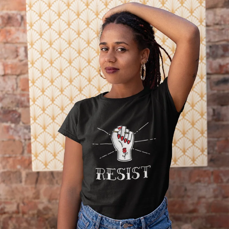 The Resistance Woman's Fist T-Shirt Silk Blend Satin Velvet