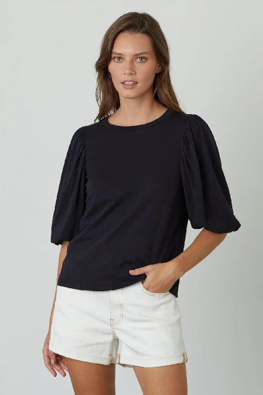 UMA PUFF SLEEVE TEE Polka Dot Checkered Tartan