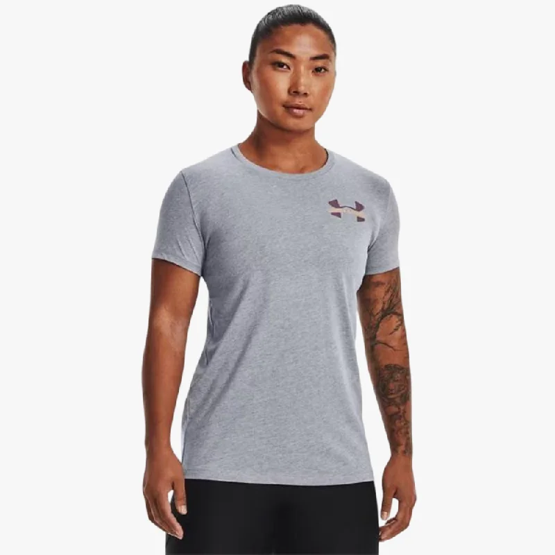 Under Armour Womens Lc Logo Short Sleeve Tee 035 Grey Print Jacquard Patchwork