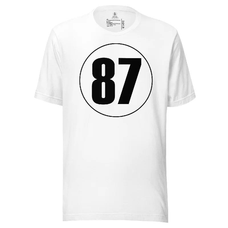 Unisex t-shirt: Black on White 87 Satin Blend Silk Blend Wool Blend