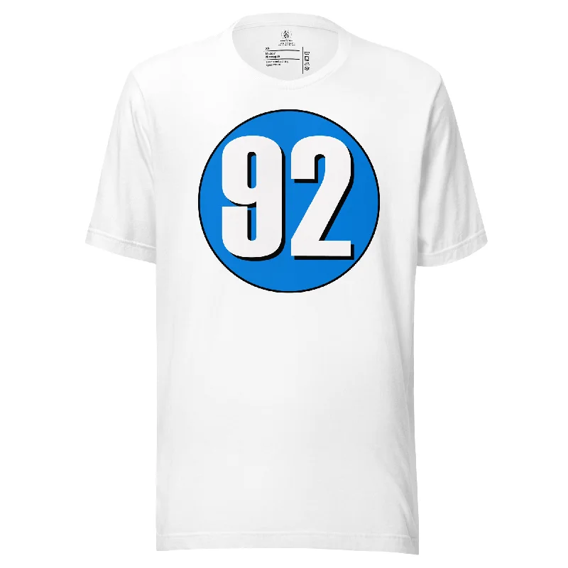 Unisex t-shirt: White on Blue 92 Layered Multi-layer Single Layer