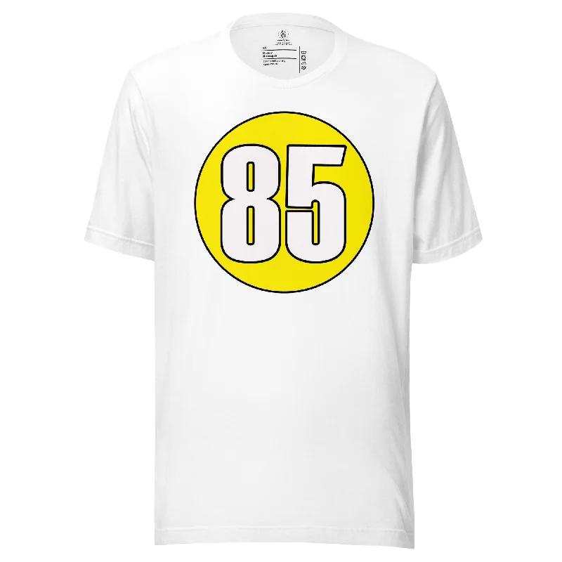 Unisex t-shirt: White on Yellow 85 Satin Fabric Silk Fabric Chiffon Fabric