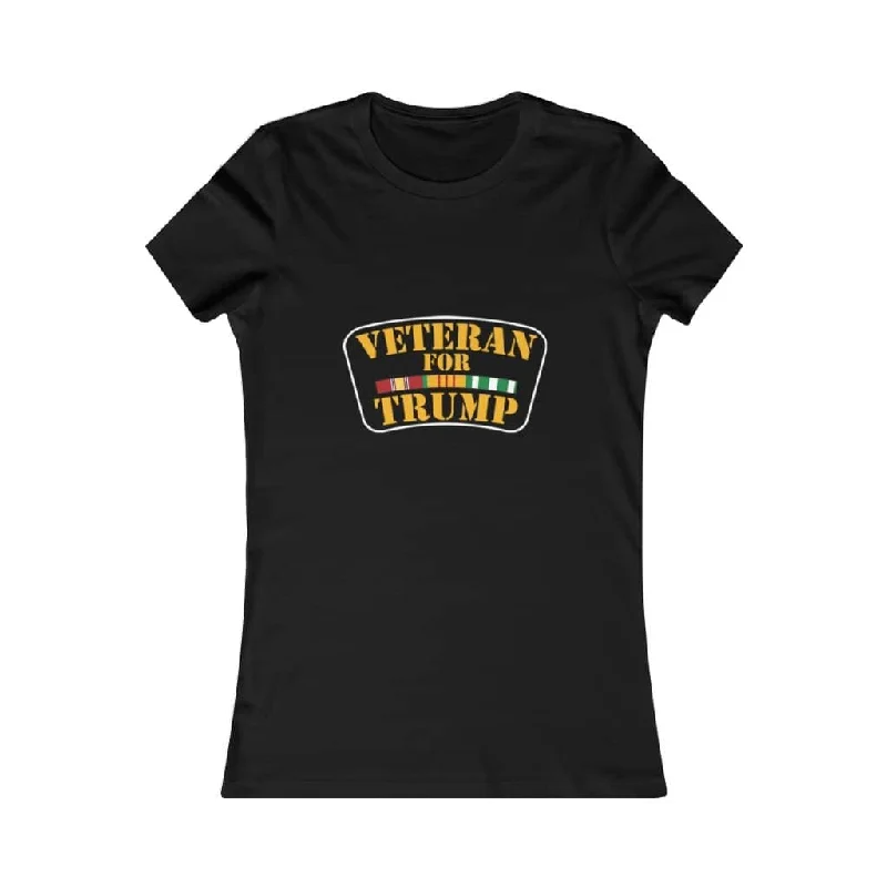 Veteran for Trump Softstyle Ladies' T-Shirt Houndstooth Herringbone Solid
