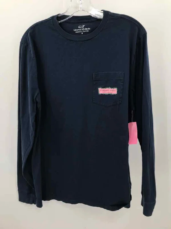 Pre-Owned Vineyard Vines Navy Size Small Cotton Long Sleeve T-shirt Plaid T-Shirt Polka Dot Checkered