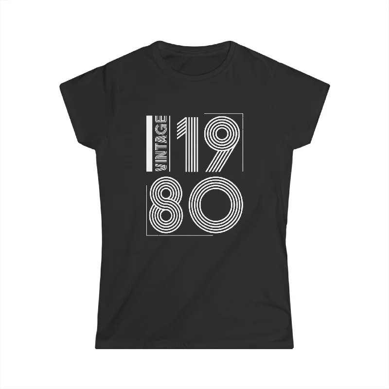 Vintage 1980 T Shirts for Women Retro Funny 1980 Birthday Womens Shirt Terry Blend Velvet Blend Canvas Blend