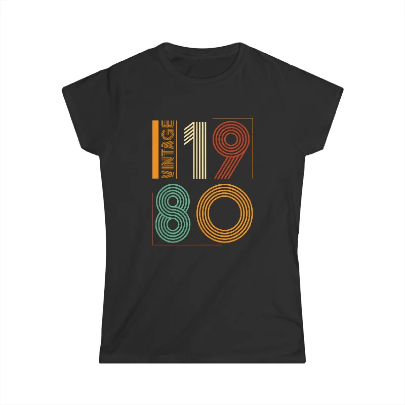 Vintage 1980 TShirt Women Limited Edition BDay 1980 Birthday Women Shirts Seamless Knitted Crochet