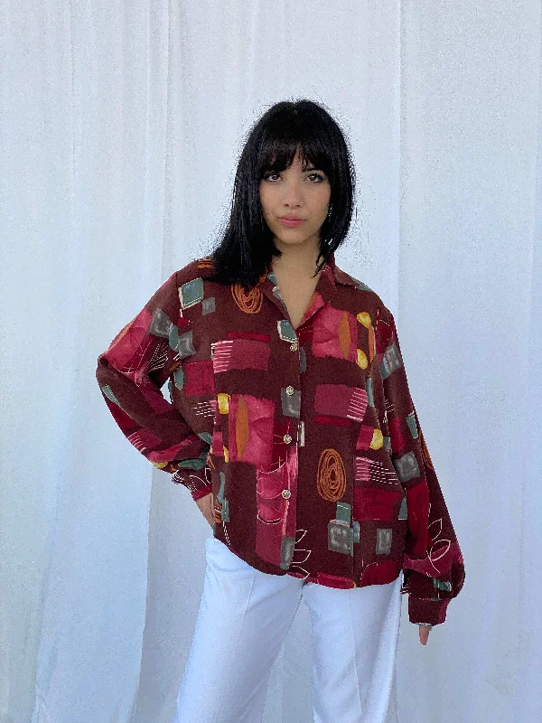 Vintage Printed Shirt Houndstooth Herringbone Solid