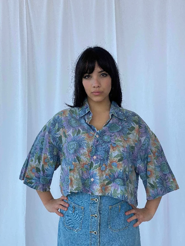 Vintage Woodhouse Cropped Shirt Lace Blend Ribbed Blend Corduroy Blend