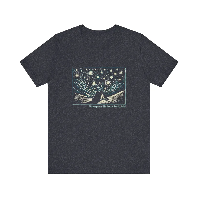 Voyageurs National Park  Unisex Jersey Short Sleeve Tee (Bella Canvas) Beaded Sequined Faux Fur