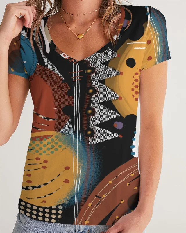 Wild Safari Women's V-Neck Tee Spandex Blend Rayon Blend Denim Blend