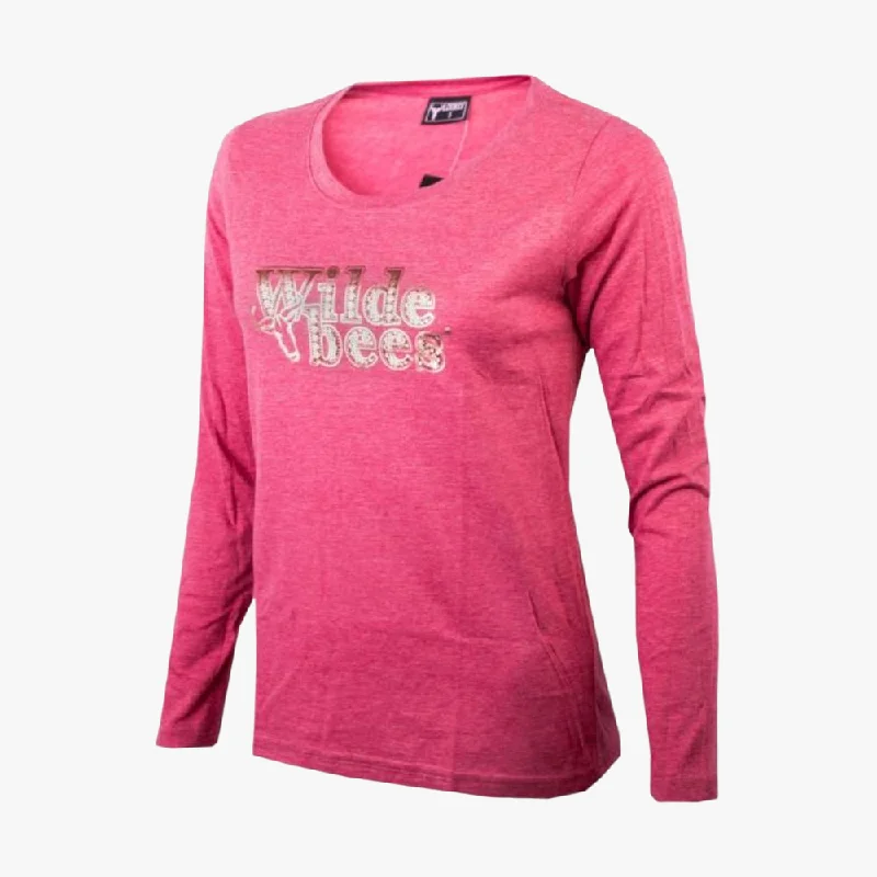 Wildebees Womens Heart Long Sleeve Tee Aragon Mel Satin Fabric Silk Fabric Chiffon Fabric