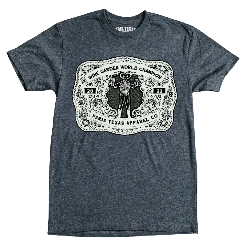 Wine Garden Champion T-Shirt - Charcoal Knit Fabric Woven Fabric Fleece Fabric